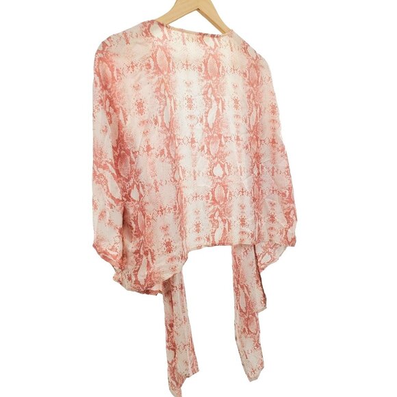 Final Touch M Kimono Snake Sheer Short Sleeve Drape Vintage 90s Cardigan USA - Picture 10 of 11